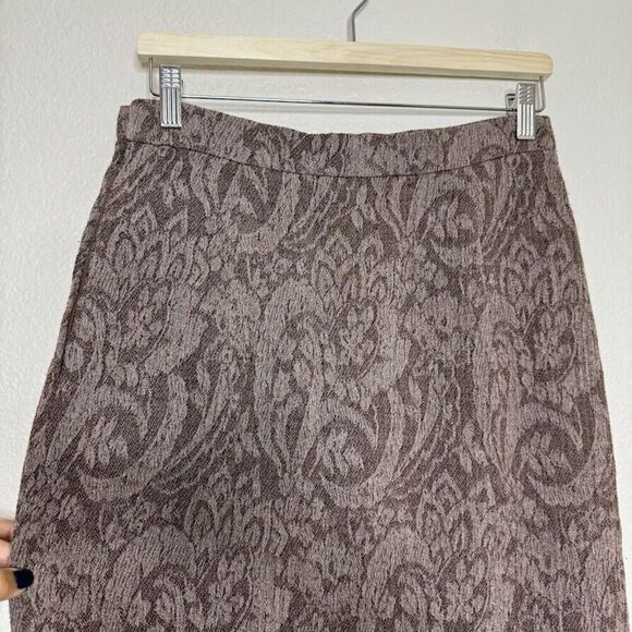 Valentino Skirt S 10 Jacquard Lace Print Brown Pencil Vintage Dark Romantic Goth - Picture 12 of 13